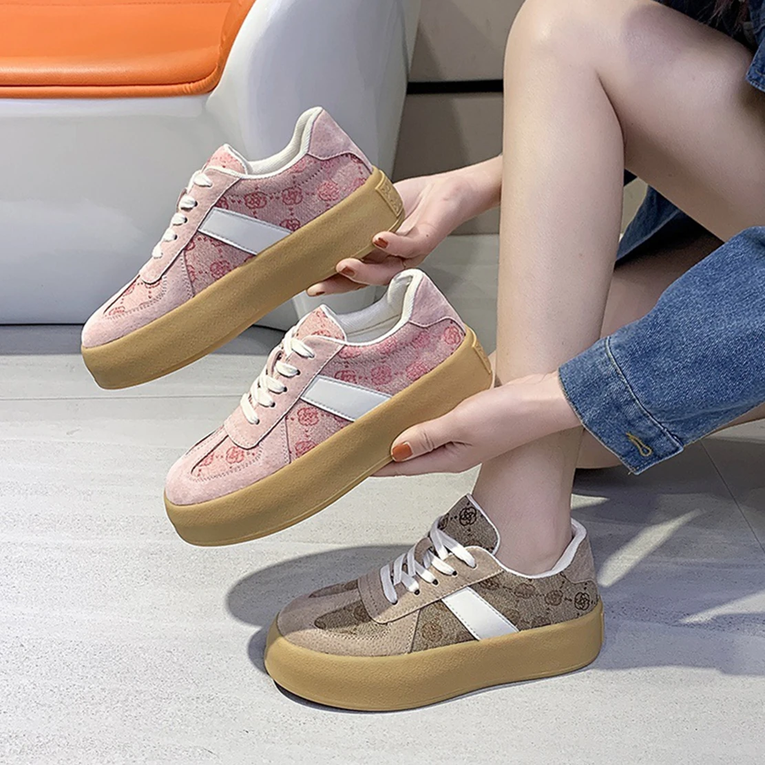 

Женские кроссовки из натуральной кожи, в стиле ретро