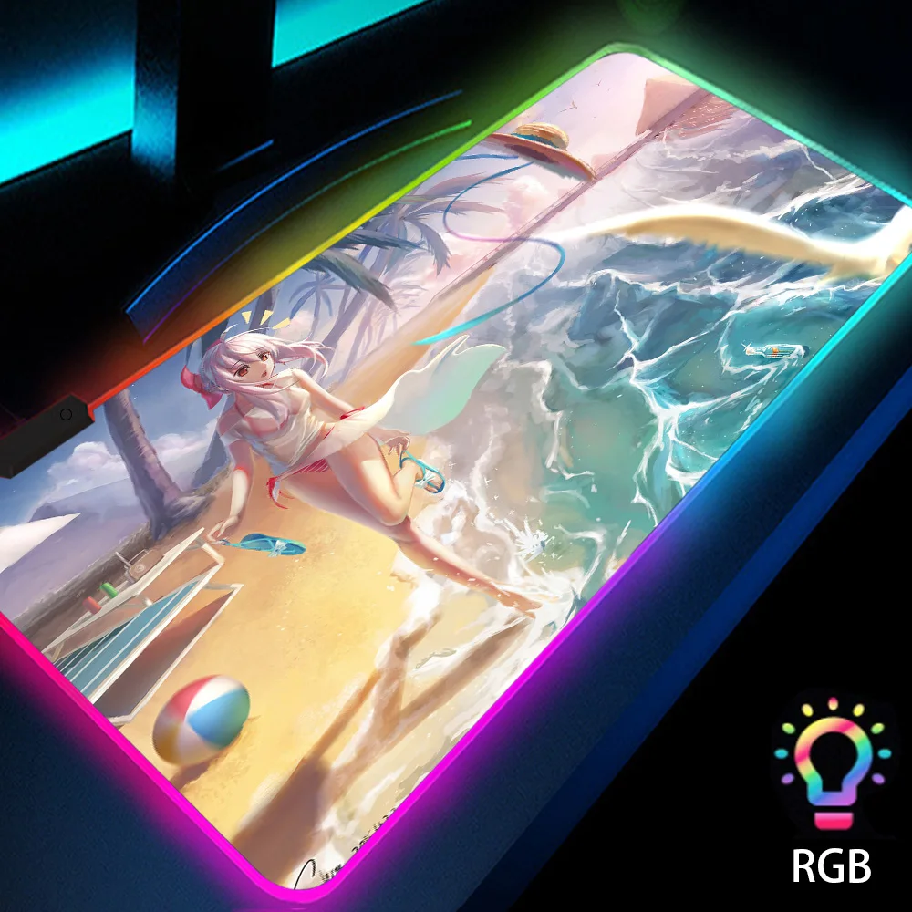 

Anime Girl Kawaii Rgb Mouse Pad Deskmats Computer Case Big Art Office Accessory 900x300 XXL Desk Protector Special Design Carpet