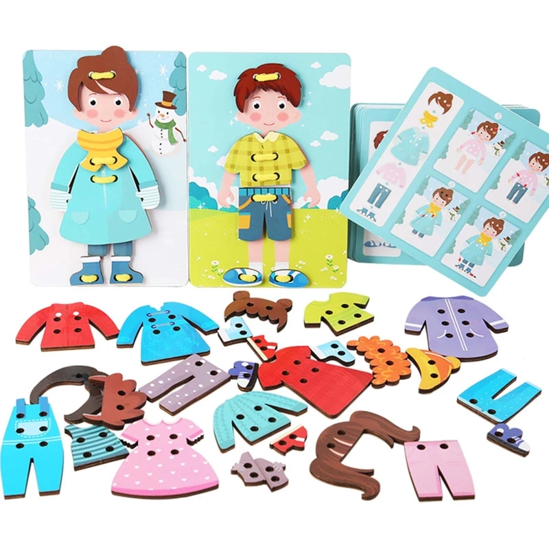 

Dressup Wooden Puzzle Family Game Board Space Thinking Matching Toy for Activity Center Kids Parent-Child Activity