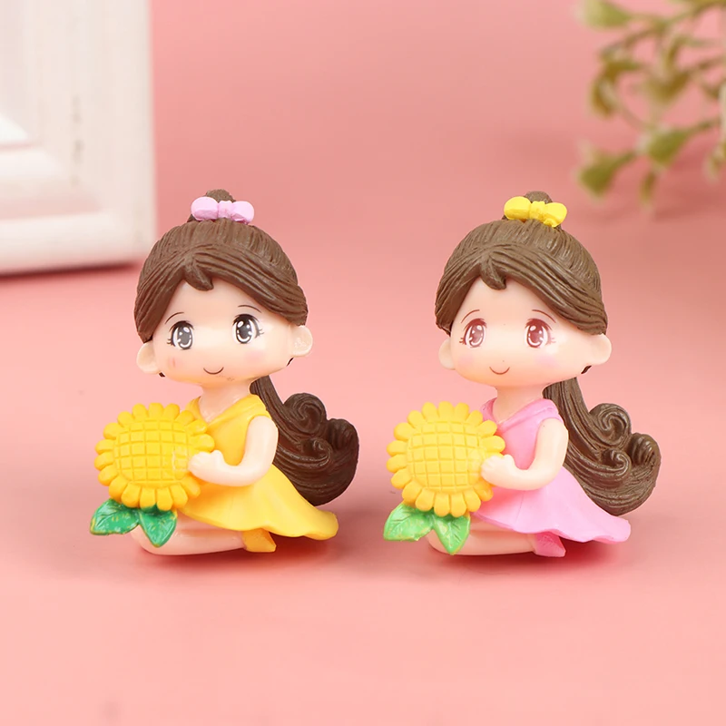 

Fairy Garden Figurines Miniature Lovely sunflower girls Resin Crafts Ornament