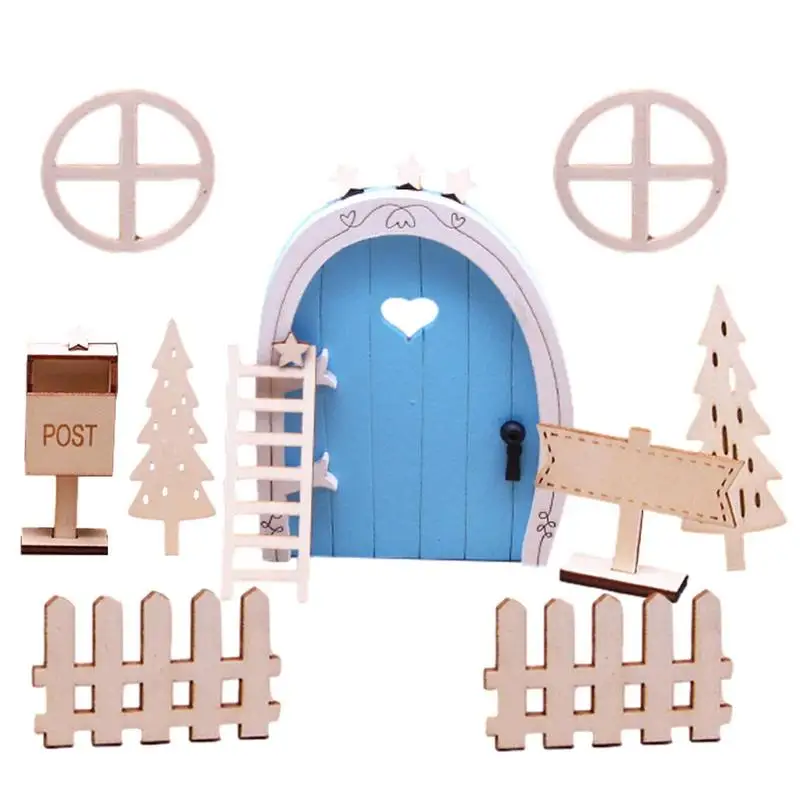 

Рождественские украшения для двери, рождественские миниатюры для кукольного домика, деревянные аксессуары для сказочной двери, рождественские миниатюры для улицы