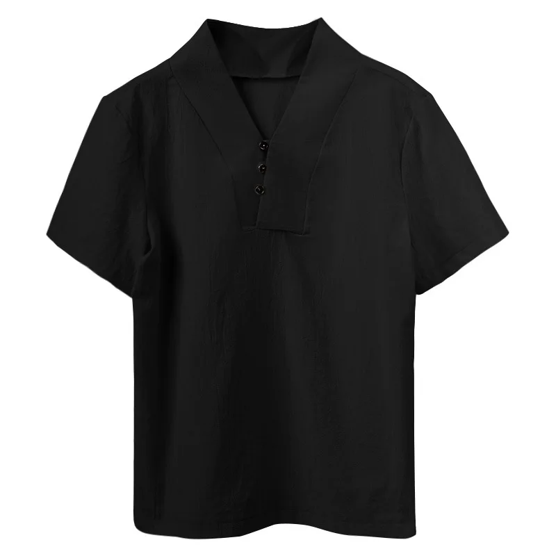 Мужская рубашка с коротким рукавом Новинка лета 2023 пуловер V-образным вырезом