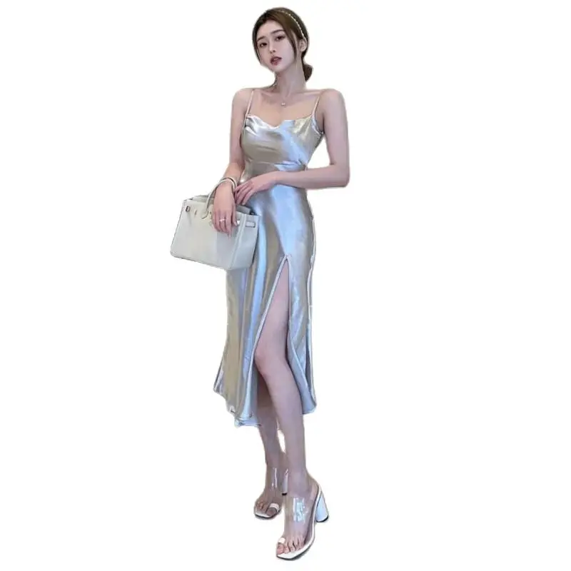 Сексуальные подтяжки с открытой спиной на тонких бретельках золотого и