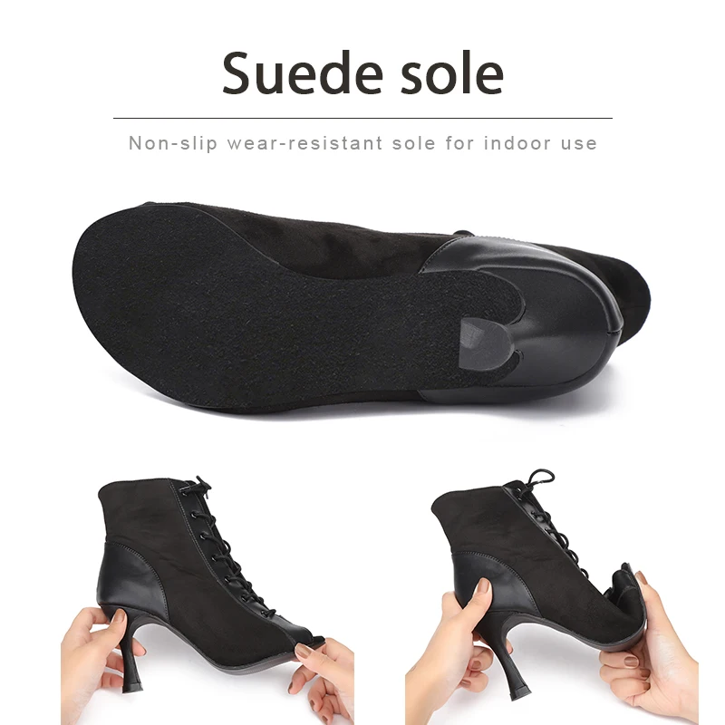 DKZSYIM Women Latin Dance Shoes Tango Dancing Shoes Woman High Heels Fashion Salsa Dance Shoes Ballroom Booties Ladies Girls
