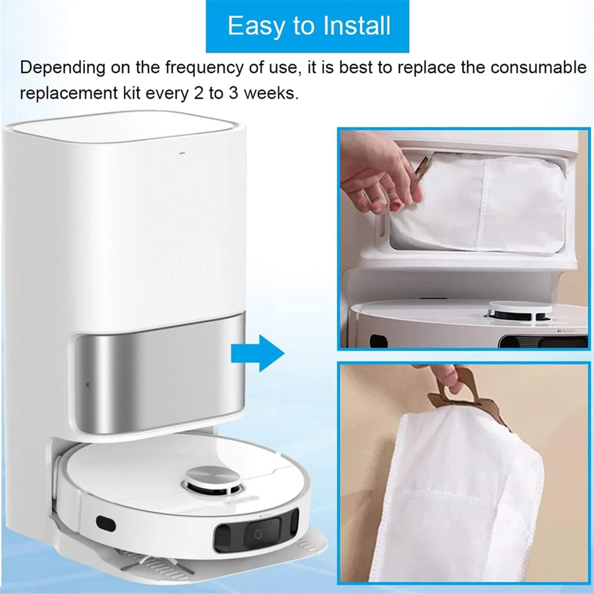 8 шт. мешки для пыли Dreame L10S Ultra/L10 Ultra робота-пылесоса Xiaomi X10+ сменные большой емкости