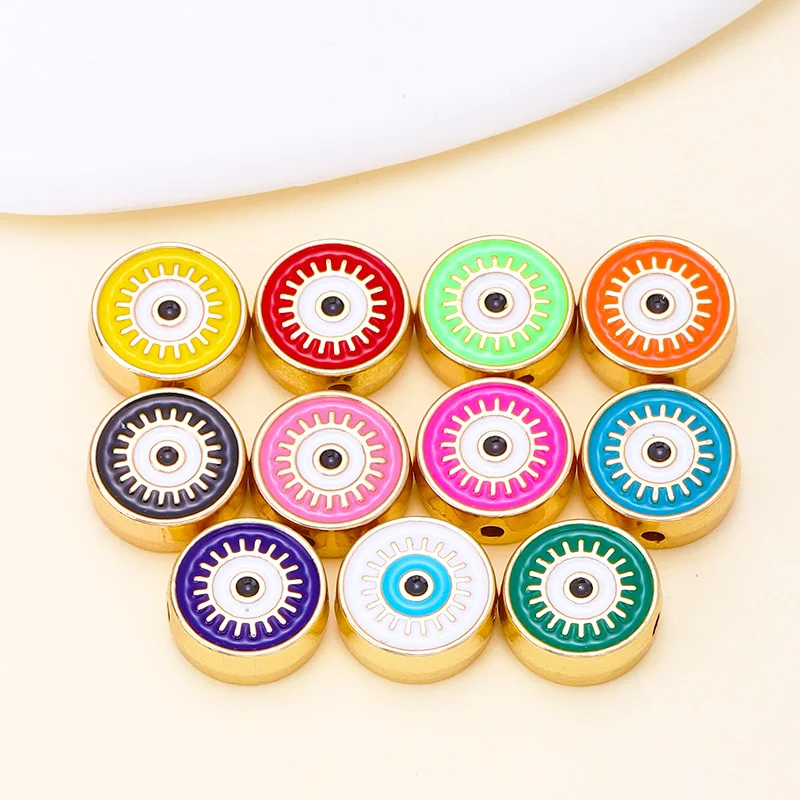 

6Pcs Boho Style Eye Charms Pendant Enamel Round Shaped Spacer Beads for Necklace Bracelet Jewelry Making Handmade Accessories