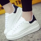 Женские повседневные кроссовки, белые дышащие кроссовки на платформе, женские уличные кроссовки с круглым носком, модель 2021 года