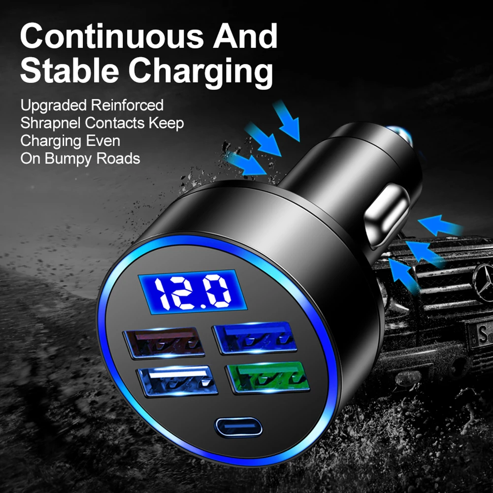 

Camper Fast Charge Charger 15.5W 4USB+PD Type-C Car Charger Quick Charge Adapter Universal Accessories For Rv Caravan Boat