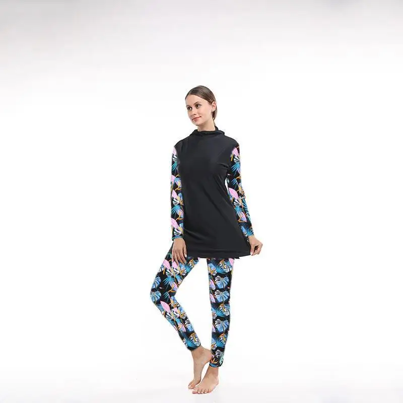 2022 Women Large Size Floral Muslim Swimwear Hijab Muslimah Islamic Swimsuit Swim Surf Wear Sport Burkinis M-5XL