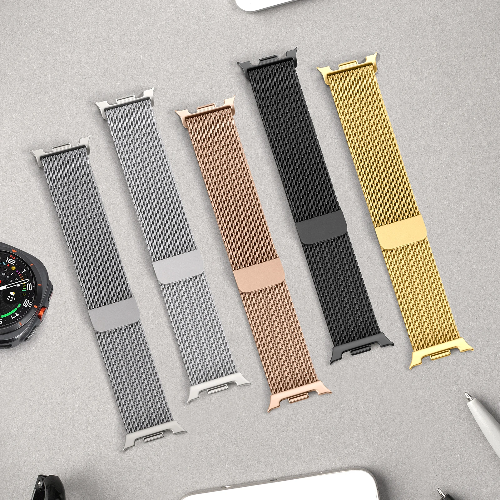 Фото Миланские ремешки-петли для Samsung Galaxy Watch 8, 40 мм, 44 мм, металлический браслет из нержавеющей стали для Galaxy Watch 8, классический ремешок 46 мм №1