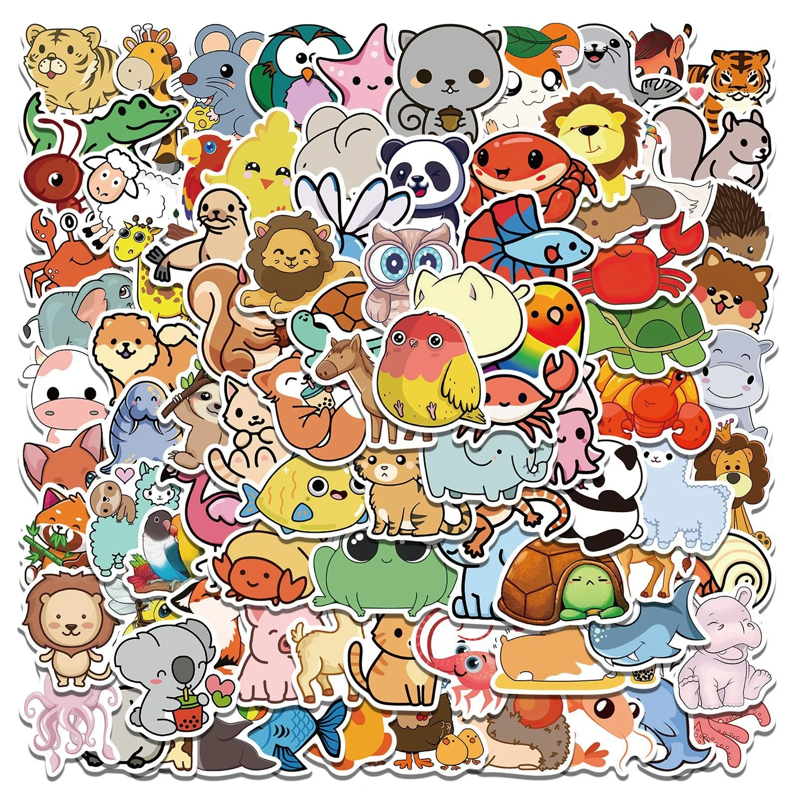 

10/50/100pcs Lovely Cartoon Animal Stickers Fridge Stationary Scrapbook Viny Decal Graffiti Sticker for Kids Teens Toy Gift