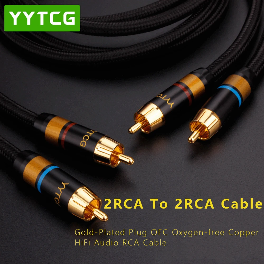 YYTCG G1-R2 RCA кабель 2RCA к 2RCA Позолоченный разъем OFC без содержания кислорода, медные аудиофилы, Hi-Fi аудио кабели для DVD усилитель CD