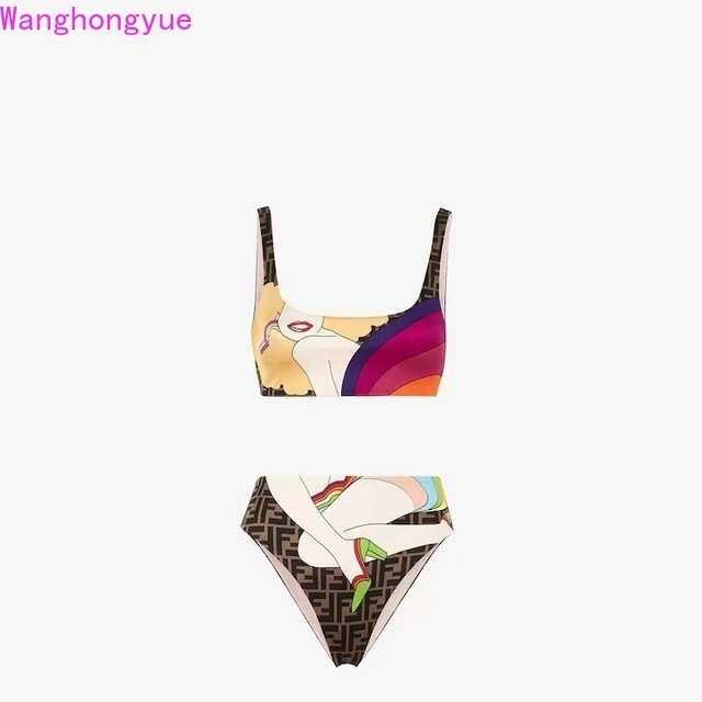 

2022 Newest Luxury Cartoon Girl Print One-piece Swimsuit Backless Sexy Bikini Women's Swimming Suit Beach Bathing Swimwear Set
