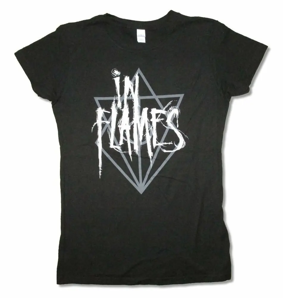 

In Flames Symbol Logo Girls Juniors Black T Shirt New