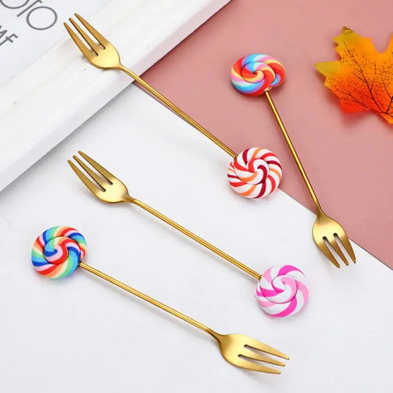 1 шт. милый пончик из нержавеющей стали десертная ложка вилка кофе мороженое