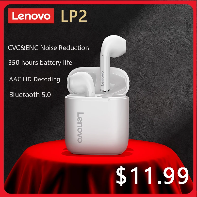 

Original Lenovo LP2 TWS Wireless Earphone Bluetooth 5.0 Dual Stereo Bass Touch Control Headphone Waterproof Mic For LP1 Updated