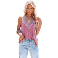 2022 new summer female vest fashion ladies lace sexy v neck tops casual sleeveless solid color loose sling vest t shirt s 3xl