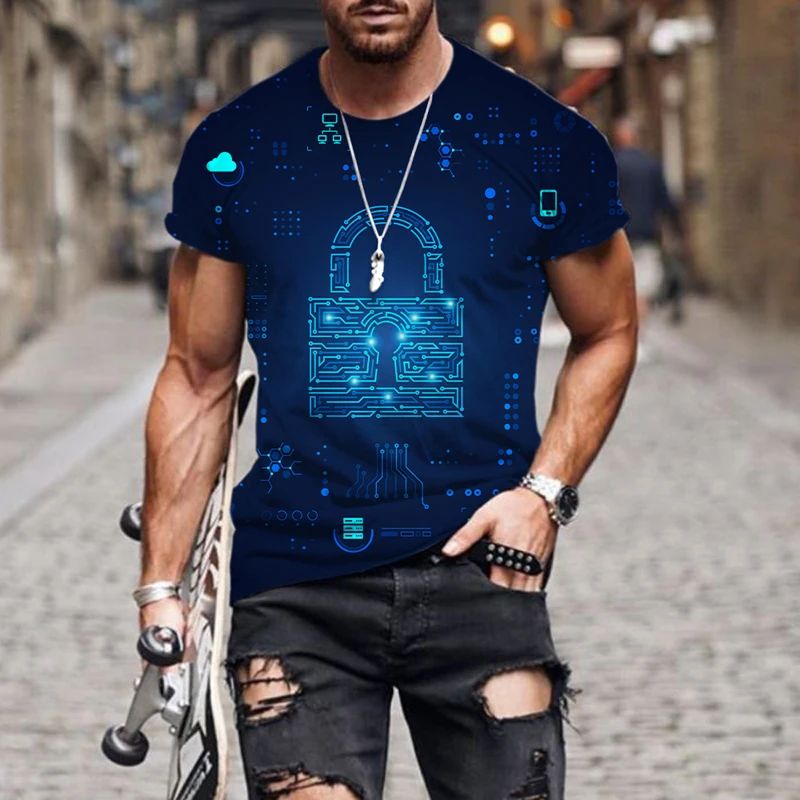 

2022 футболка для мужчин, Повседневная футболка с коротким рукавом, в стиле хип-хоп, с искусственным интеллектом, с рисунком, размера плюс, футболка, пуловер, Мужская футболка, Топ