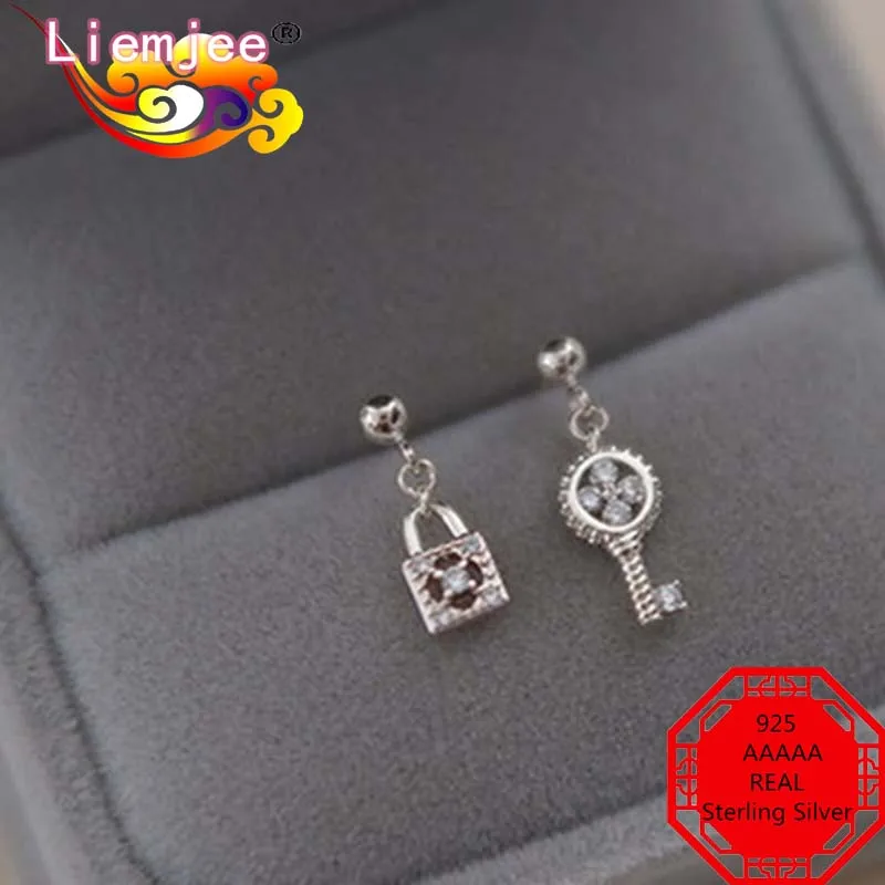 Модные индивидуальные серьги Liemjee в стиле ретро, ювелирные изделия в стиле панк, Серебро S925 пробы, серьги с фианитами и ключами для женщин, очаровательный подарок для девушки