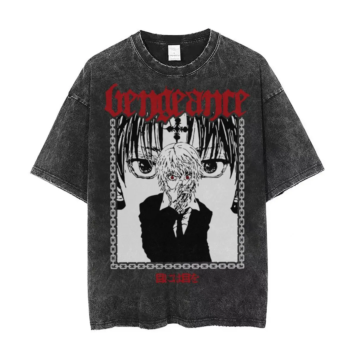 

Hunter X Hunter Vengeance Washed T Shirts Streetwear Hip Hop Retro T-Shirt Anime Tees Tops Men Women 100% Cotton Street Graphic
