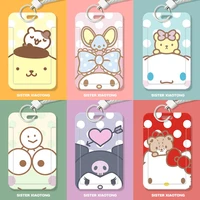 anime sanrio hello kittys my melody cartoon cinnamoroll cute kuromi card cover keychain pattern water card set pendant toy girls