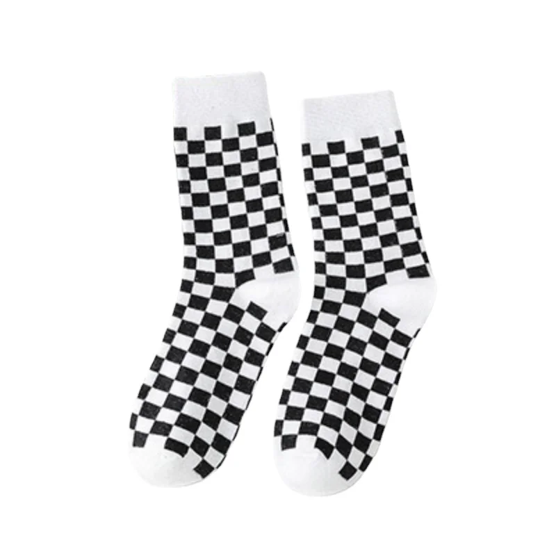 7 Pair/lot Cotton Hip Hop Women SocksGeometric Novelty Smiling Face Stripe Girl Lady Happy Skating Checkerboard Funny Socks