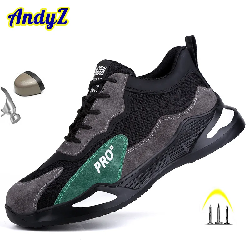 

Breathable Safety Shoes Men Steel Toe Cap Lightweight Anti-puncture Work Sneakers Indestructible Men's Safety Boots Dropshipping