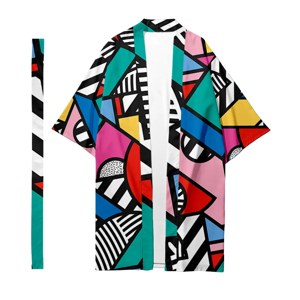 Традиционное японское этническое длинное кимоно для мужчин кардиган женское с