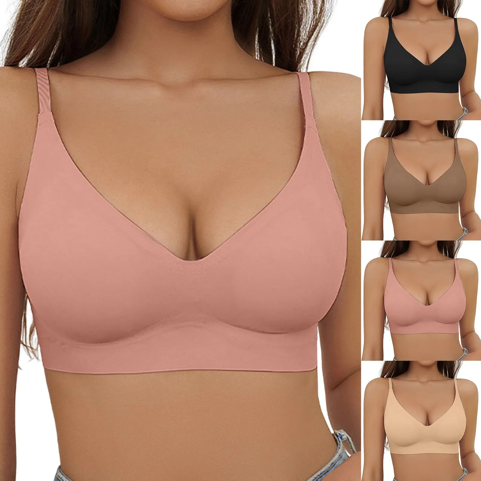 

Женские Бесшовные Невидимые бюстгальтеры, однотонные Бесшовные дышащие спортивные бюстгальтеры, сексуальное нижнее белье с эффектом пуш-ап, формирующие чашки, нижнее белье, жилет