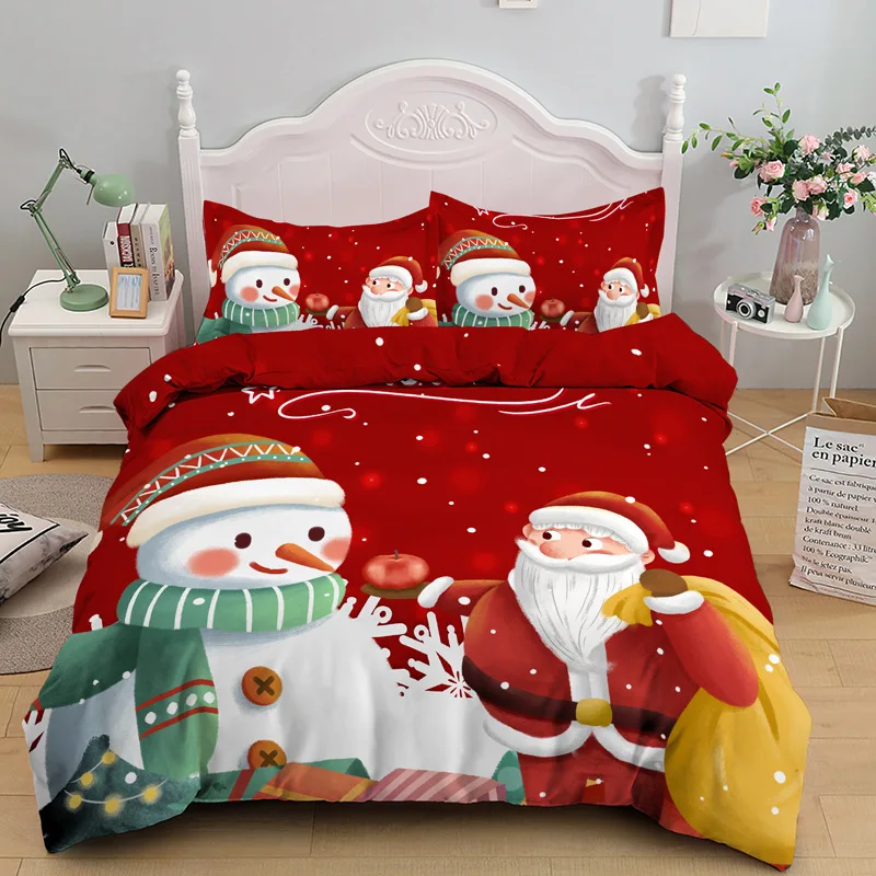 

3D Digital Printed Christmas Red Three-piece Set