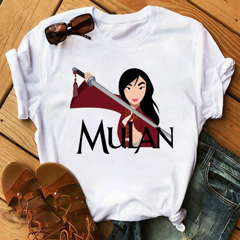 

Ms Summer New Fashion Mulan Cartoon Printing Short Sleeve Shirt T-shirts Leisure Ins Streetwear Women Top Kawaii Clothes