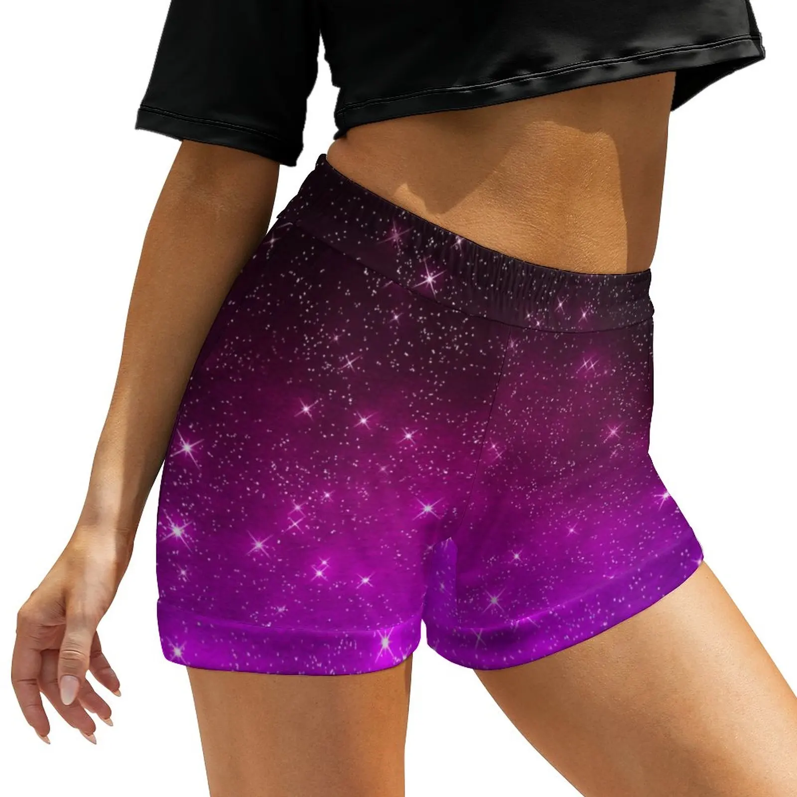 

Colorful Galaxy Sky Shorts Pink Starry Night Print Vintage Shorts Y2k Print Short Pants Summer Streetwear Bottoms Big Size 2XL 3