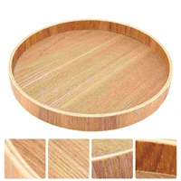 1pc simple wood snack plate tea cup tray wooden food serving plate log color