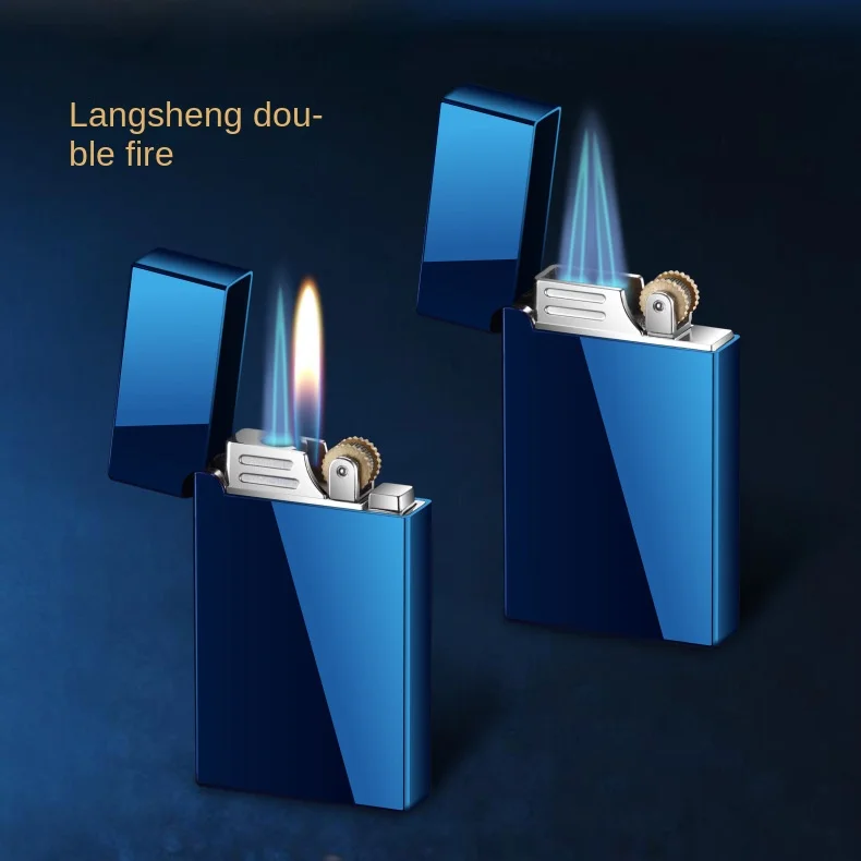 

Clear voice windproof new double straight cigar lighter business gift