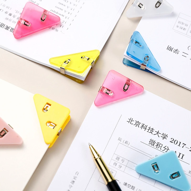 

Durable Corner Paper Clamp Small File Clips Note Holder Clips Triangular Bookmark Clip for Student Teacher Office Staff