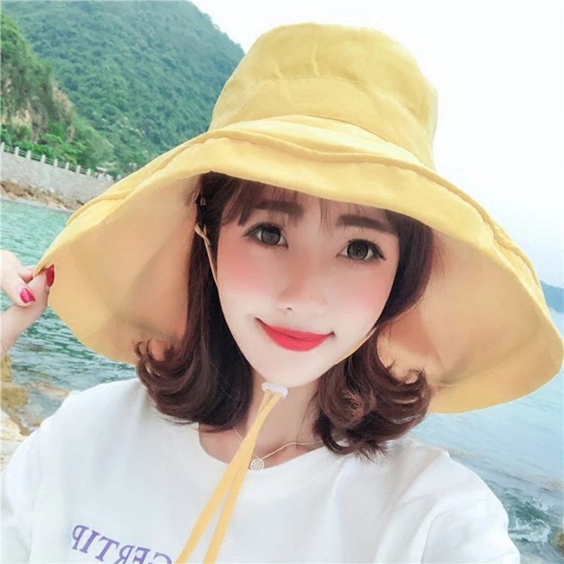 

Women's solid color fisherman's hat with big eaves is a peach skin cashmere basin hat for outdoor travel in summer
