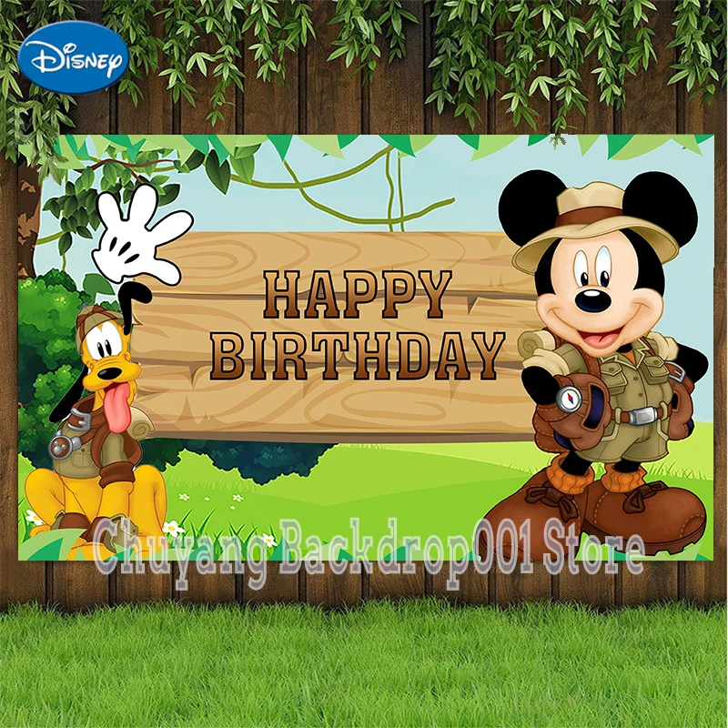Disney Birthday Photography Backdrop Tropical Jungle Forest Wild Animal Safari Mickey Mouse Party Background Newborn Baby Shower
