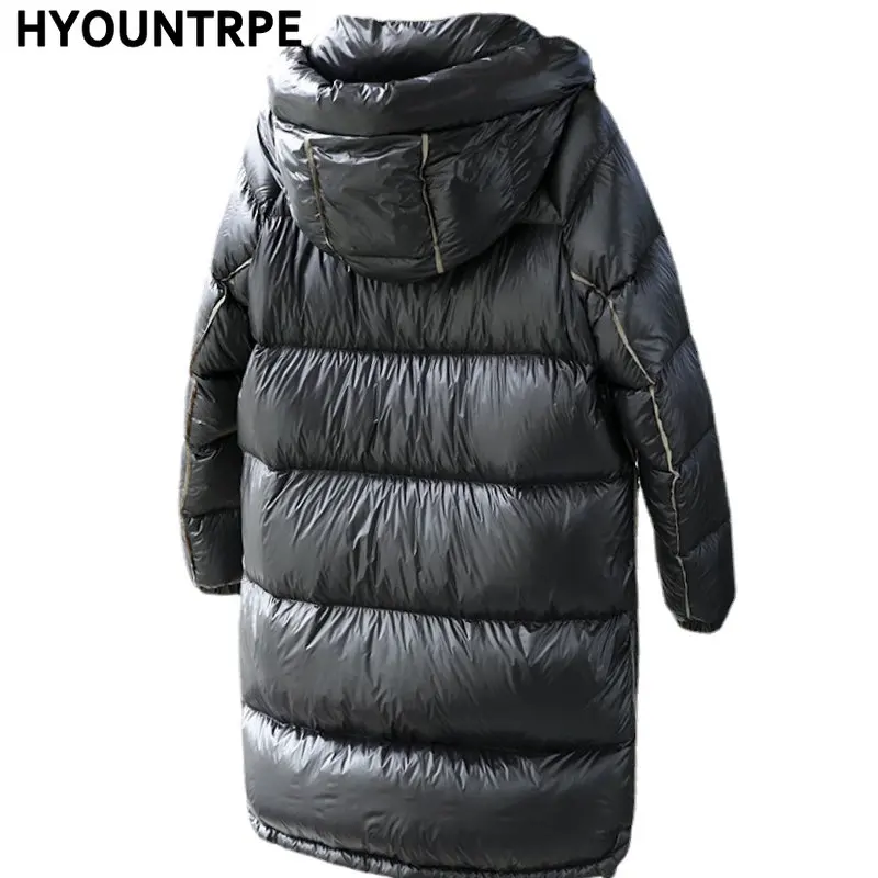 Men Hooded Duck Down Long Winter Jackets Casual Zipper Parkas Streetwear Warm Jackets with Pocket 2022 Fashion Down Coat for Man