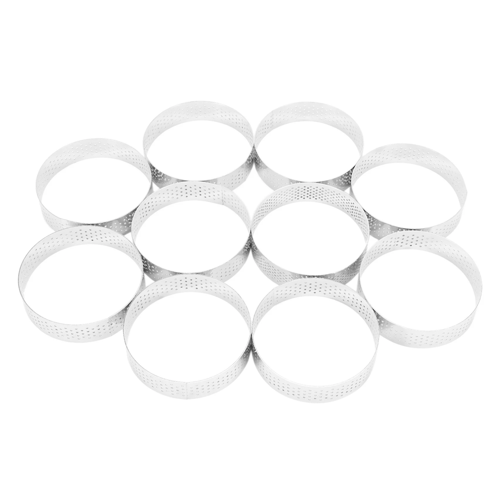

10 Pcs Circular Stainless Steel Tart Ring Tower Pie Cake Mould Baking Tools Perforated Cake Mousse Ring,8cm