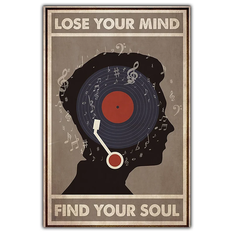 Metal Tin Sign Vintage Art Abstract Figure Canvas Painting Fashion Wall Art Poster Vinyl Record Music Dancer Living Room Home