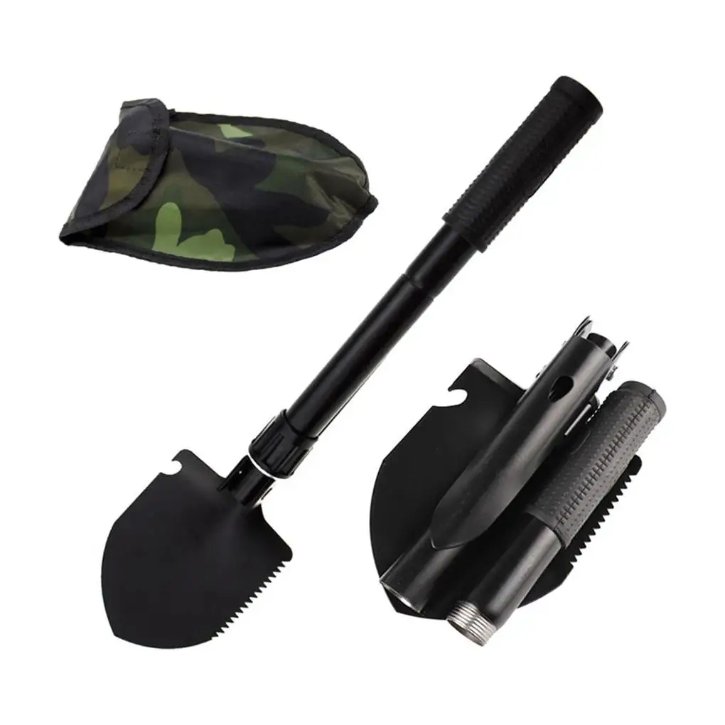 

Multifunction Folding Shovel Trowel Handheld Handle with Compass Hiking Camping Pocket Foldable Activity Tool Spade
