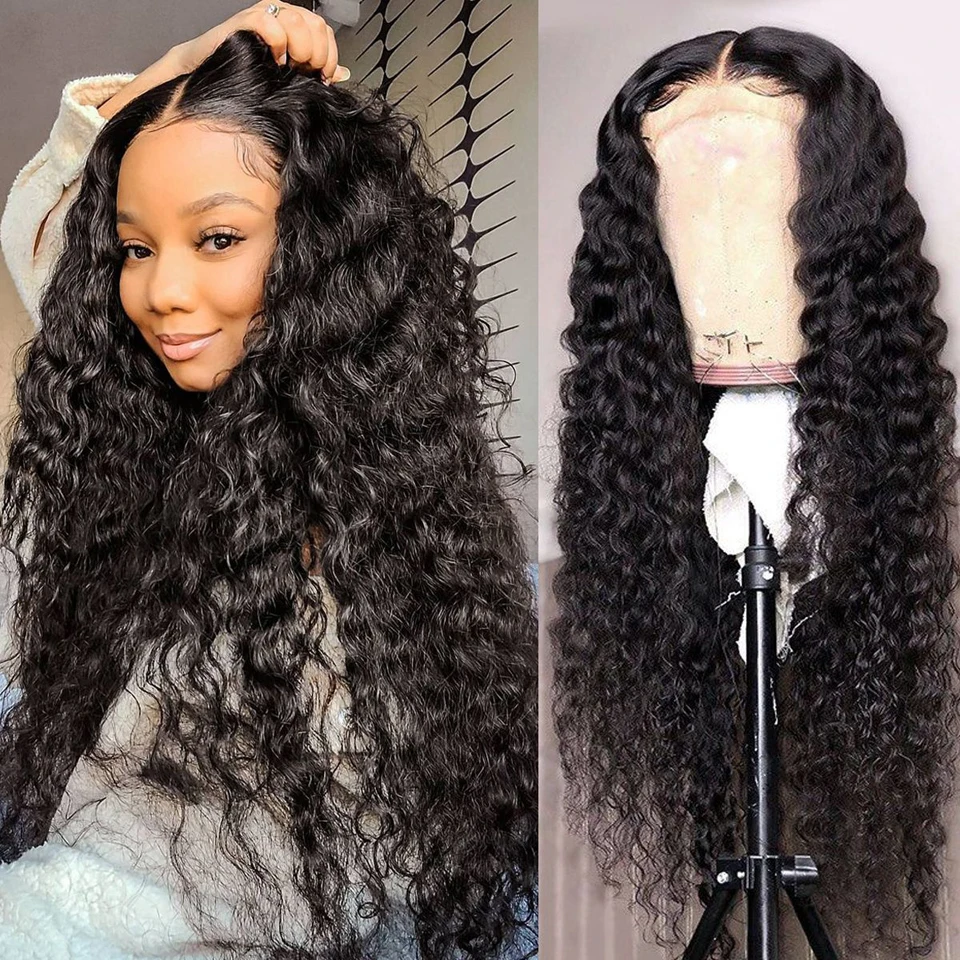 

13x4 Deep Wave Frontal Wig HD Transparent Lace Front Human Hair Wigs Deep Water Wave Lace Front Wig 4X4 Closure Pre Plucked