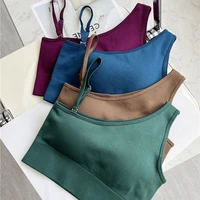 sexy one shoulder padded yoga sports running bras women seamless gathering longline bra workout fitness gym crop tops