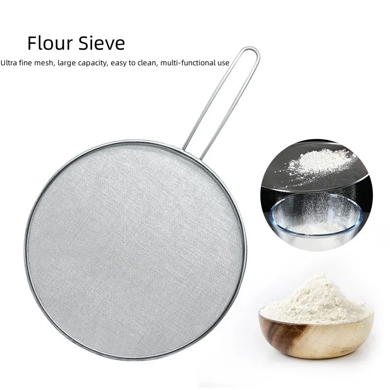 

Stainless Steel Wire Fine Mesh Oil Strainer Flour Colander Sieve Sifter Pastry Baking Tools Kitchen Gadget For Cakes