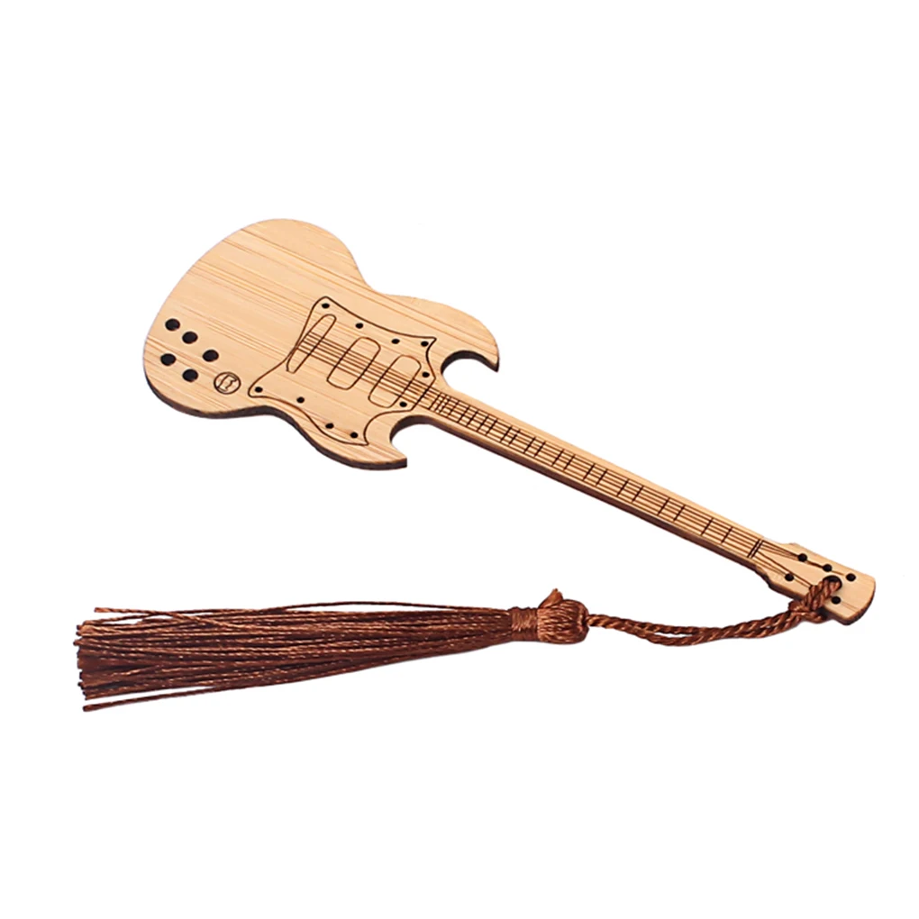 

Маркер страниц, маленькая Закладка, узор гитары, многофункциональные бамбуковые канцелярские принадлежности