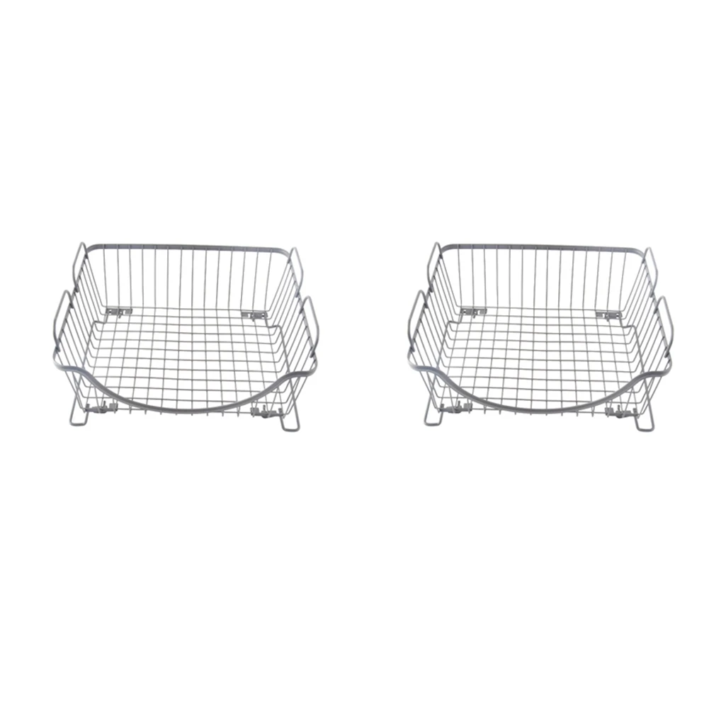 

2Pcs Kitchen Storage Basket Counter Fruit Vegetable Iron Art Storage Basket with Handles Rectangular Storage Holder B