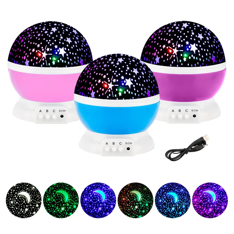 NEW Starry Sky Rotating LED Night Light Planetarium Children Bedroom Kids Gift Moon Light Star Nightlight Galaxy Projector Lamp