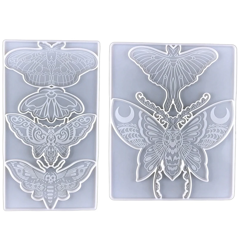 

2Pcs Butterfly Wall Decoration Crystal Epoxy Resin Mold DIY Moth Pendant Decoration Silicone Mold