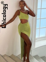 chicology hollow out shirring sleeveless slit bodycon maxi dress sexy party streetwear vacation beach summer 2022 women clothing