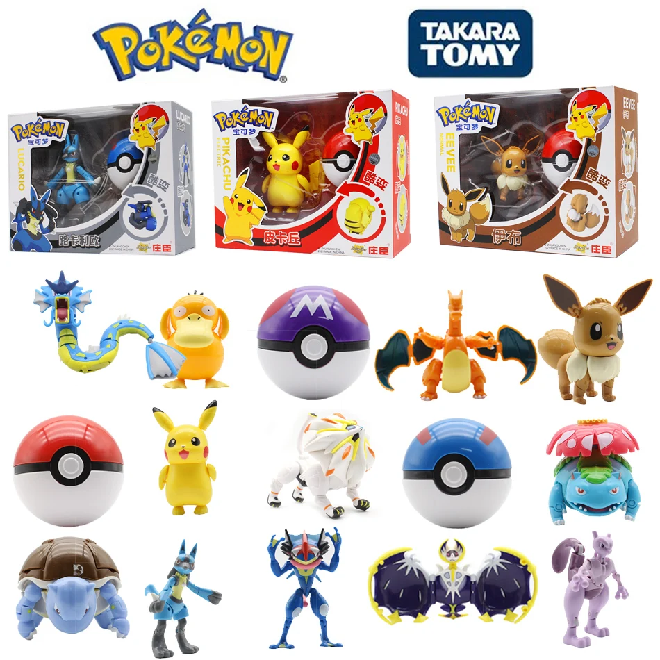 

Genuine Pokemon Christmas Toy Gift Box Anime Figure Pikachu Mewtwo Eevee Lucario Charizard Pocket Monster Pokeball Cute Model